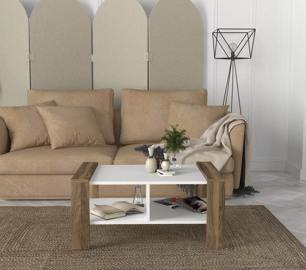 Erica - White, Walnut – Маса за кафе - Image 3