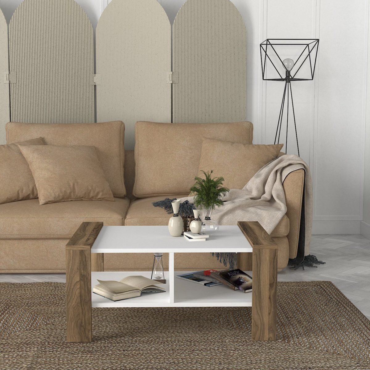 Erica - White, Walnut – Маса за кафе - Image 4