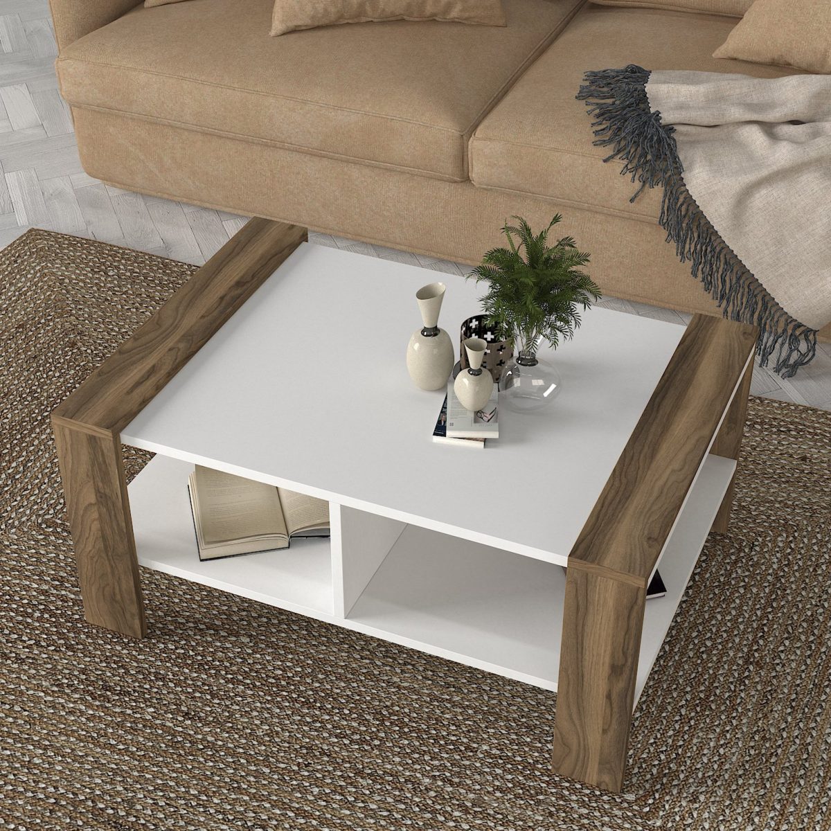 Erica - White, Walnut – Маса за кафе - Image 5