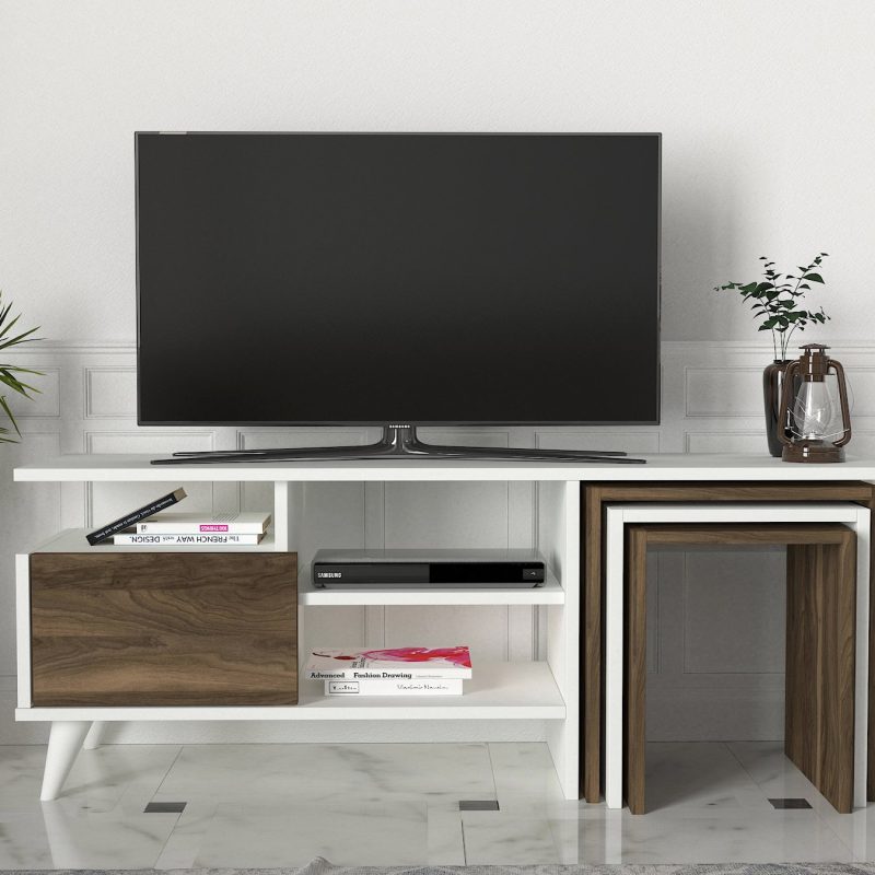 Nature - White, Walnut – ТВ комода