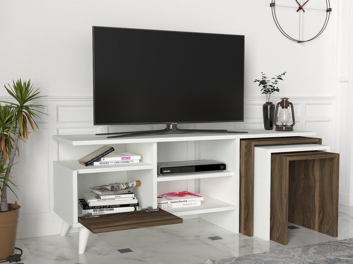 Nature - White, Walnut – ТВ комода - Image 3