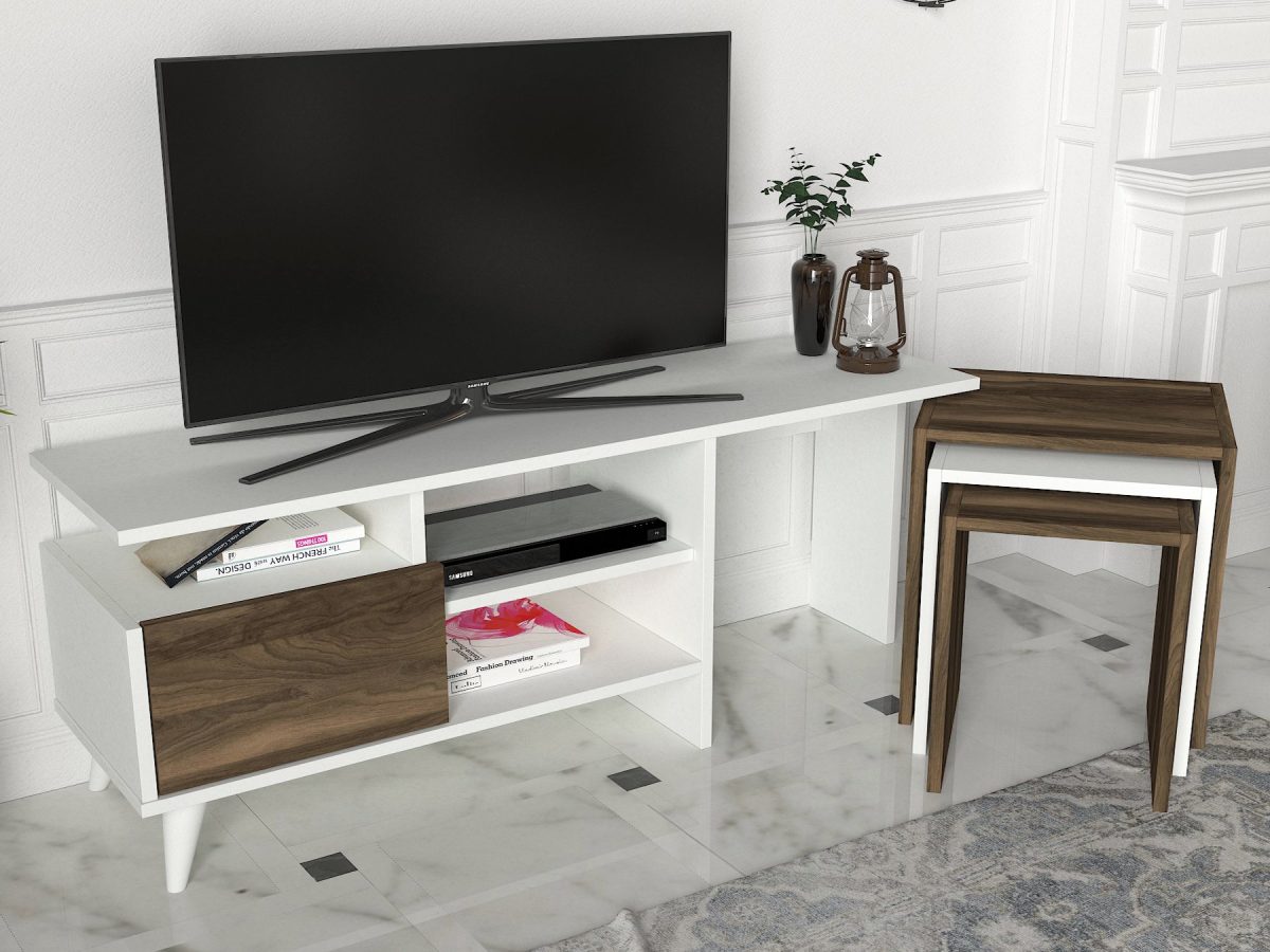 Nature - White, Walnut – ТВ комода - Image 4