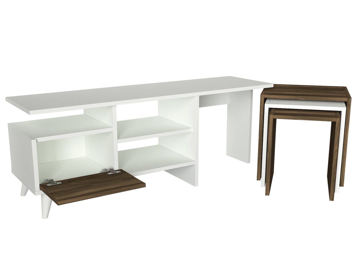 Nature - White, Walnut – ТВ комода - Image 6