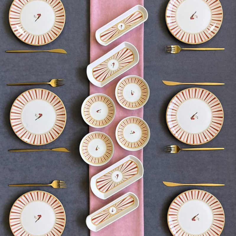 Love Bird 14KH - Red – Комплет за појадок (14 парчиња)