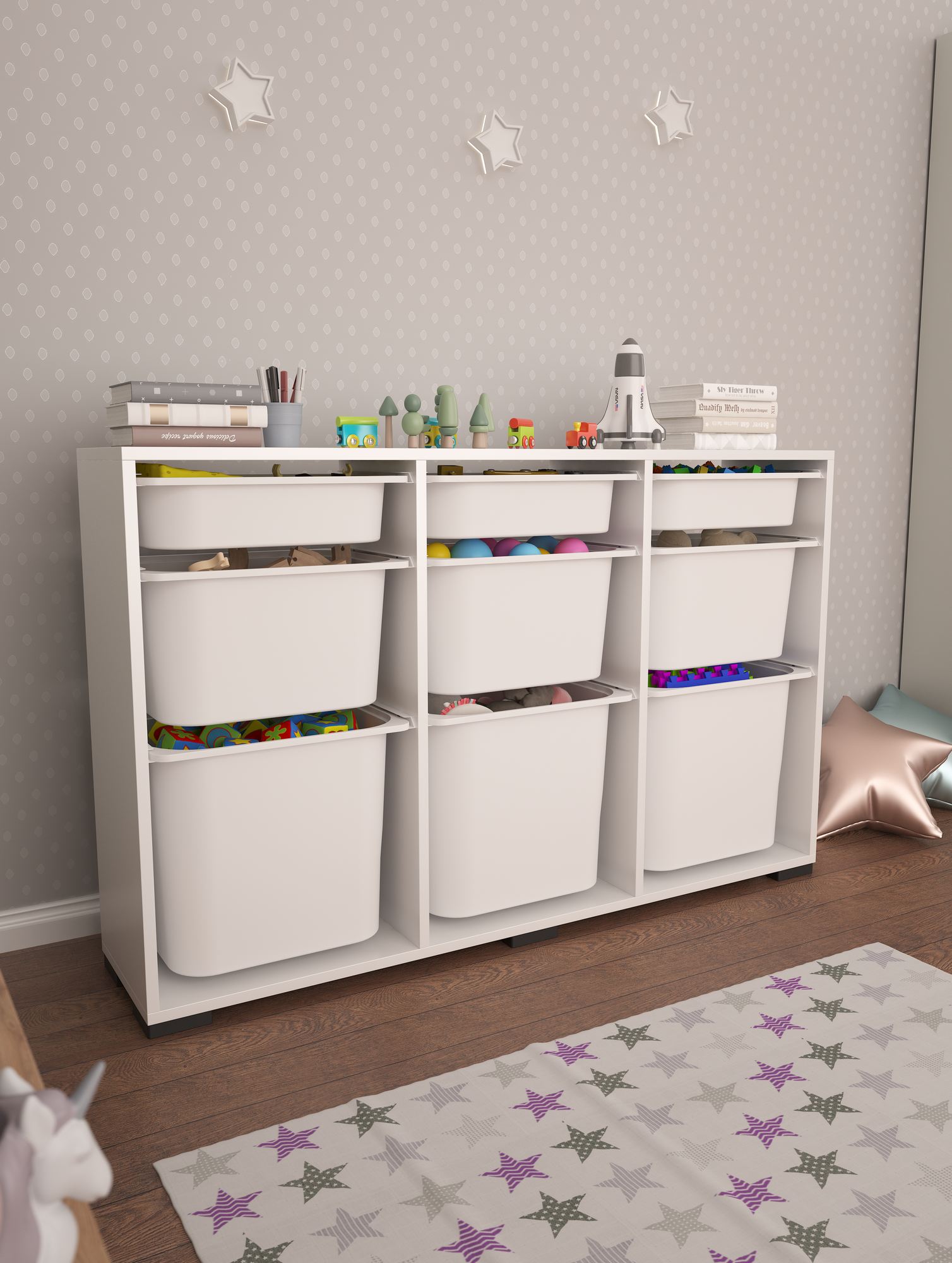 768ESL110820-201.jpg Bofi - White – Повеќе наменска комода - Image 1