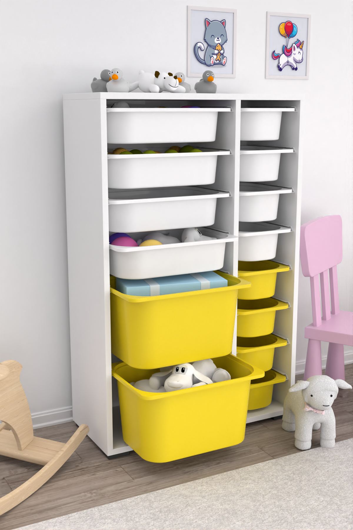 768ESL115820-201.jpg Rine 2D4K8U - White, Yellow – Повеќе наменска комода - Image 1