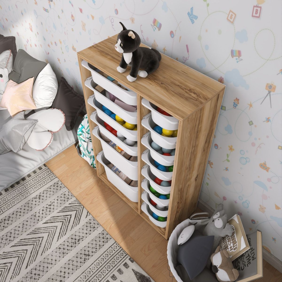 Rine 2D4K8U - Walnut, White – Повеќе наменска комода - Image 3