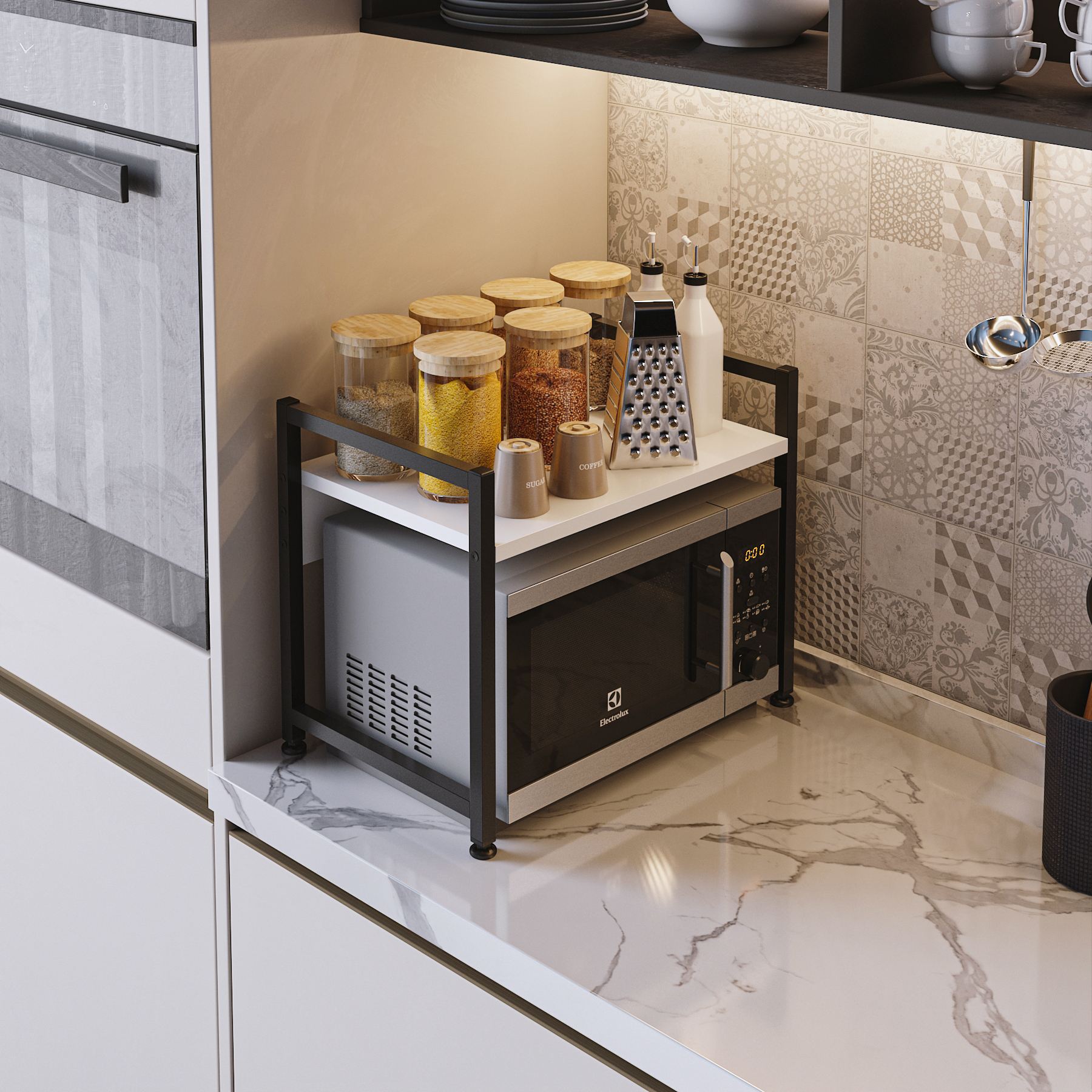 768ESL131120-201.jpg Malta - White, Black – Кујнска полица - Image 1