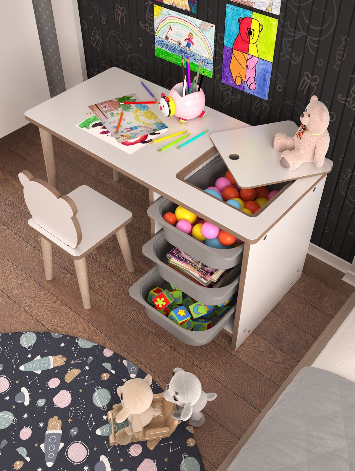 Soho - White, Grey – Канцелариско биро - Image 5