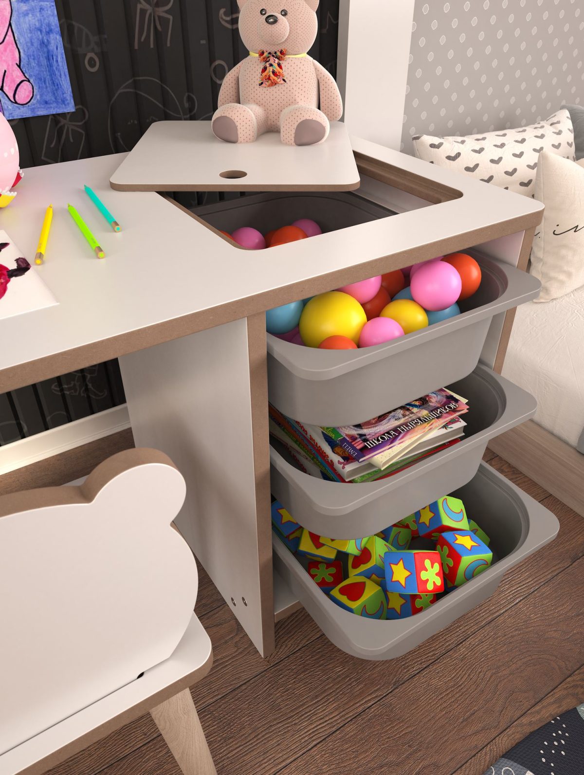 Soho - White, Grey – Канцелариско биро - Image 6