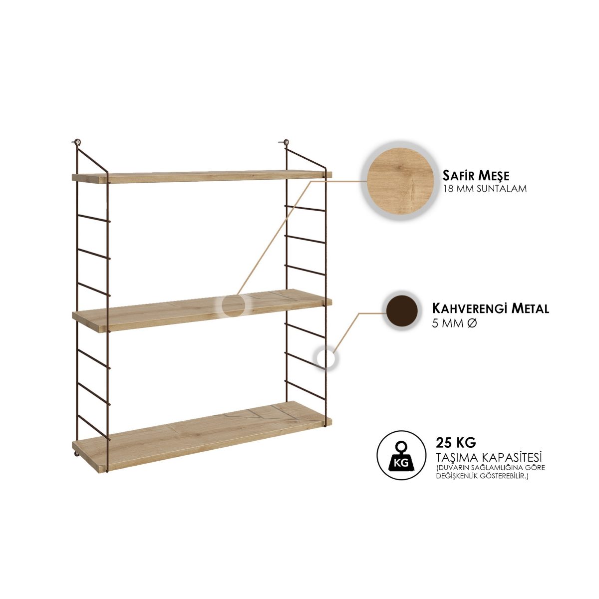 Armoni 3'lü - Oak – Ѕидна полица - Image 3