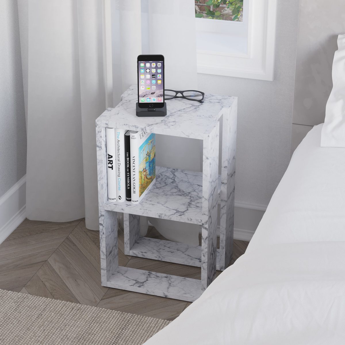 Lonie - Carrara Marble – Ноќна масичка - Image 8