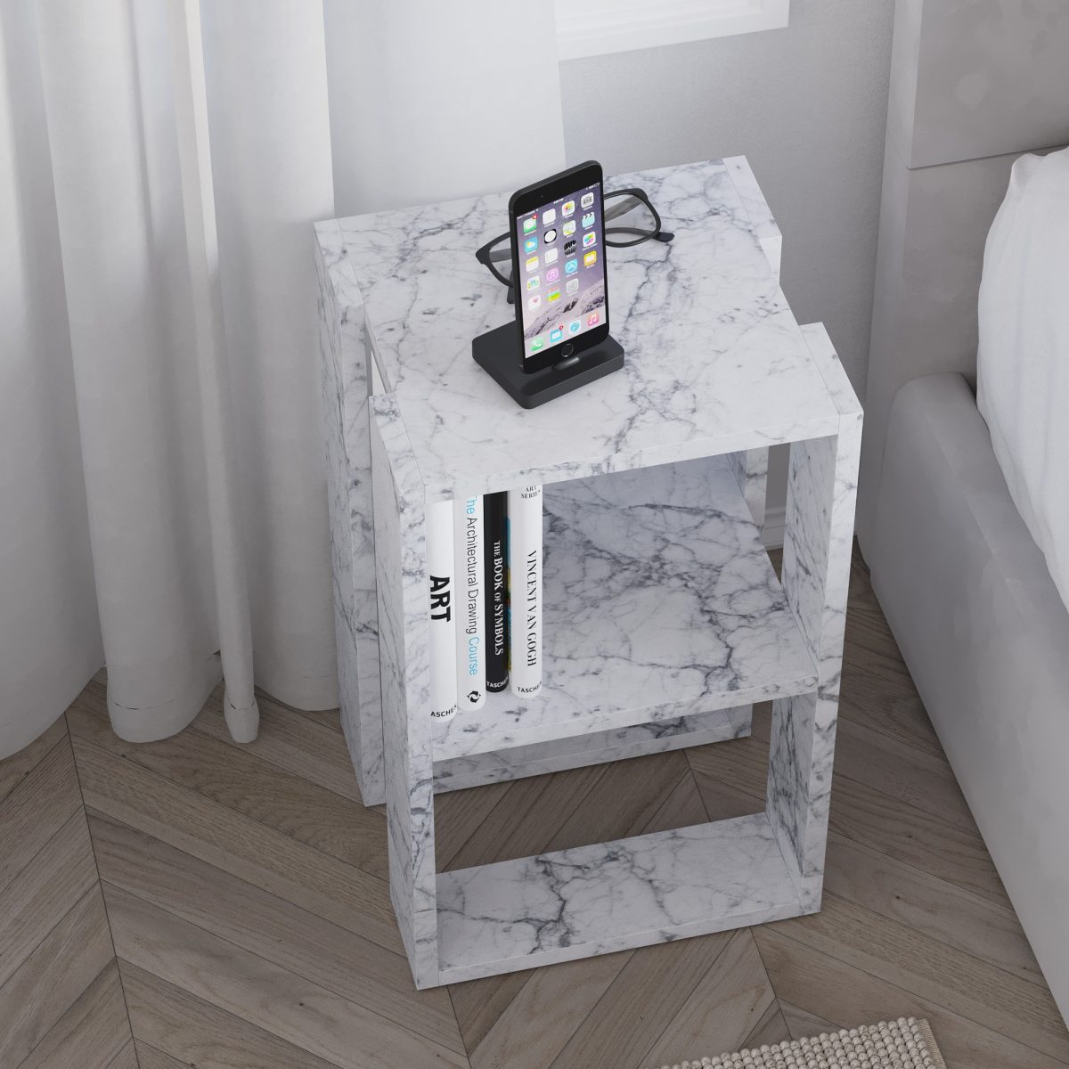Lonie - Carrara Marble – Ноќна масичка - Image 9