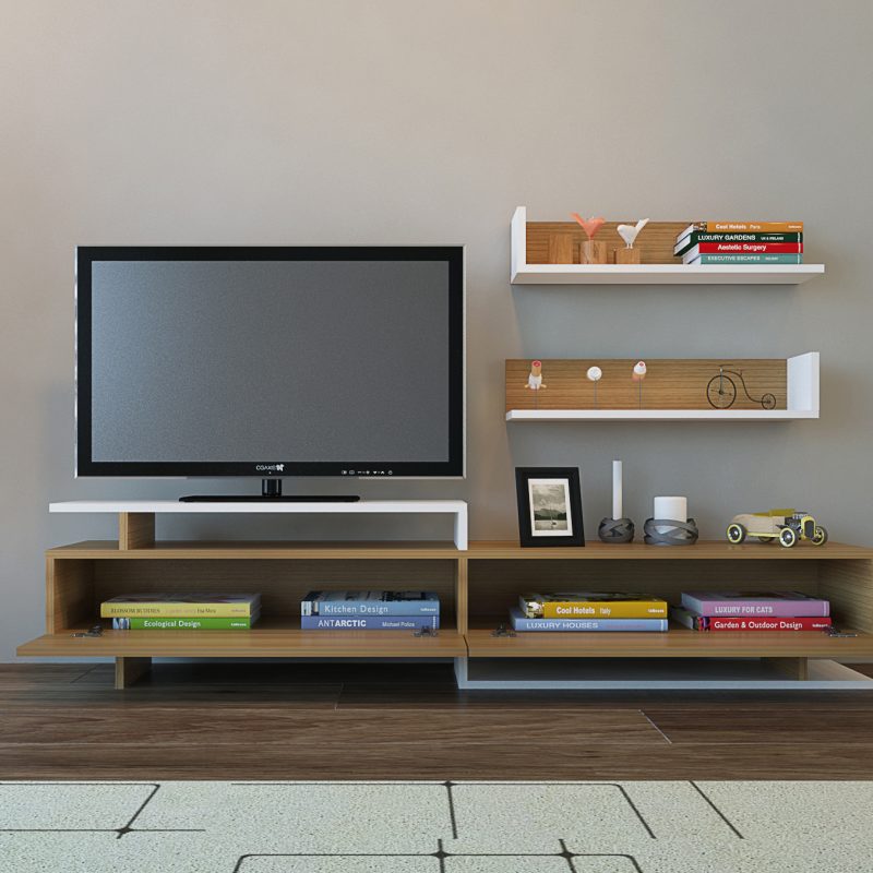 Ayaz - Teak, White – ТВ комода