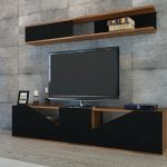 Taç - Walnut, Black – ТВ комода