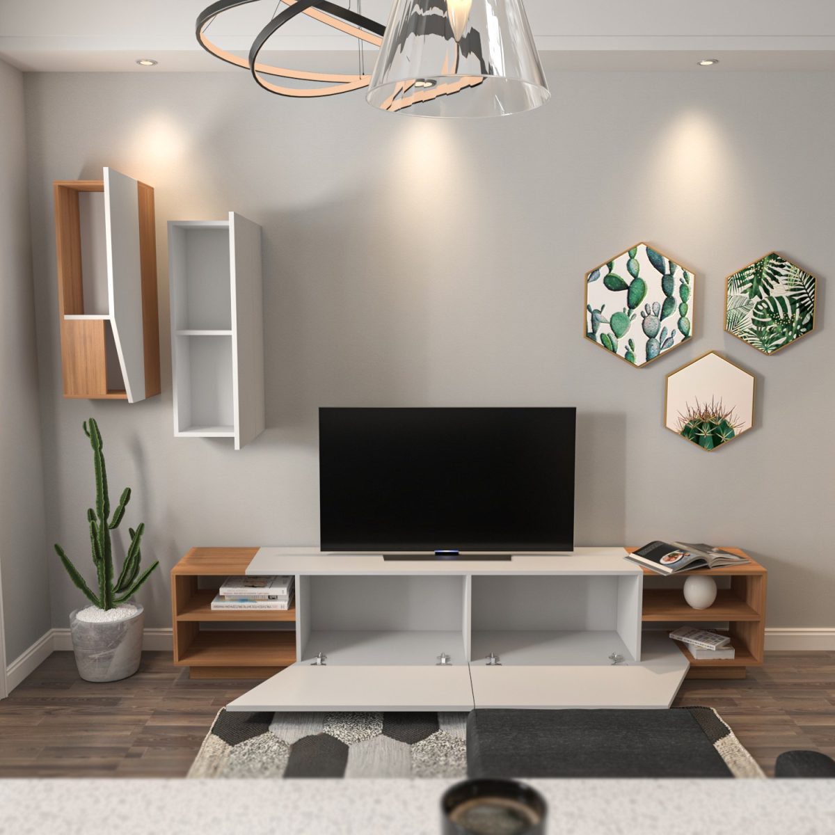 Zebra - White, Teak – ТВ комода - Image 4