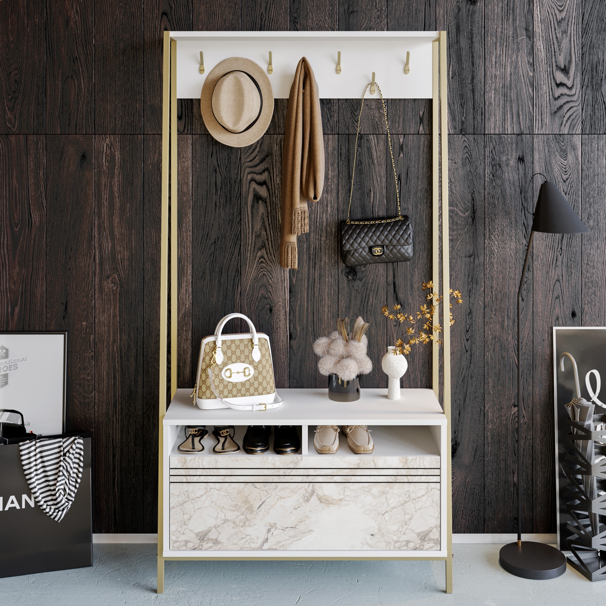 788DEC401620-201.jpg Devin - White – Гардеробер за претсобје - Image 1