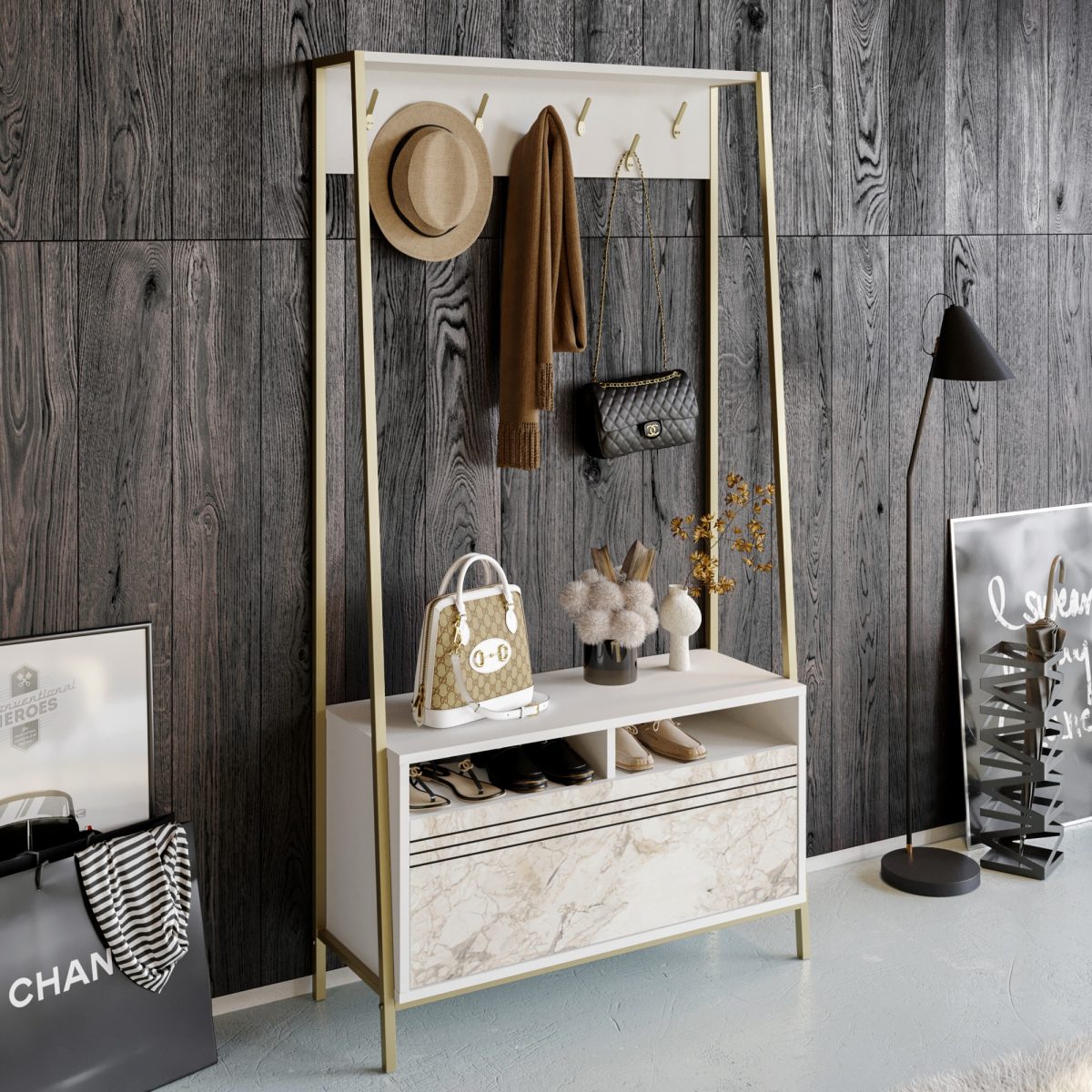 Devin - White – Гардеробер за претсобје - Image 2