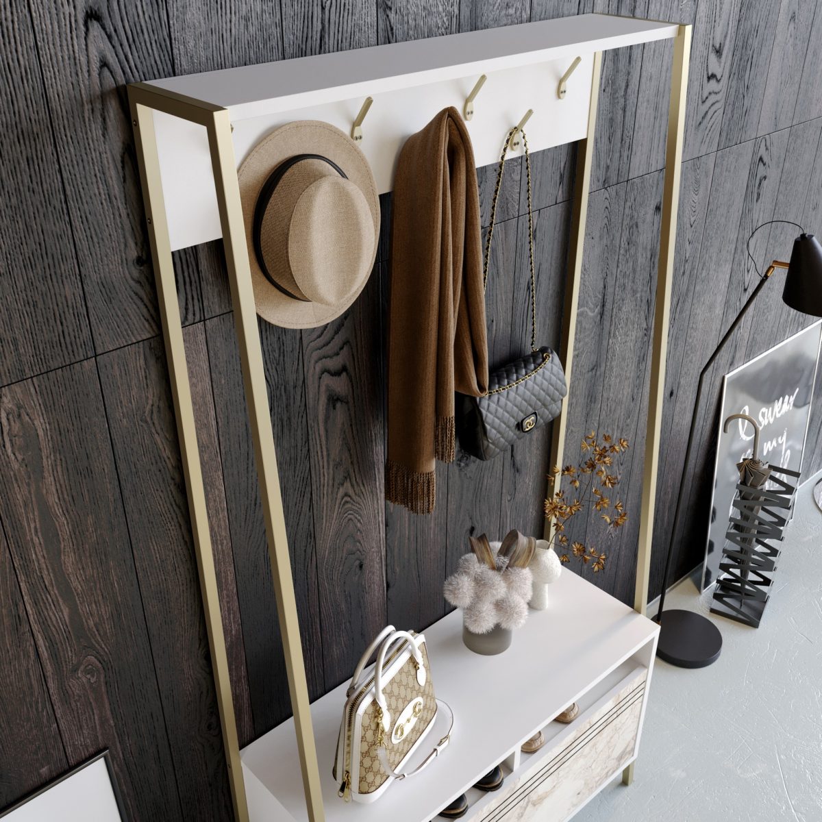 Devin - White – Гардеробер за претсобје - Image 3