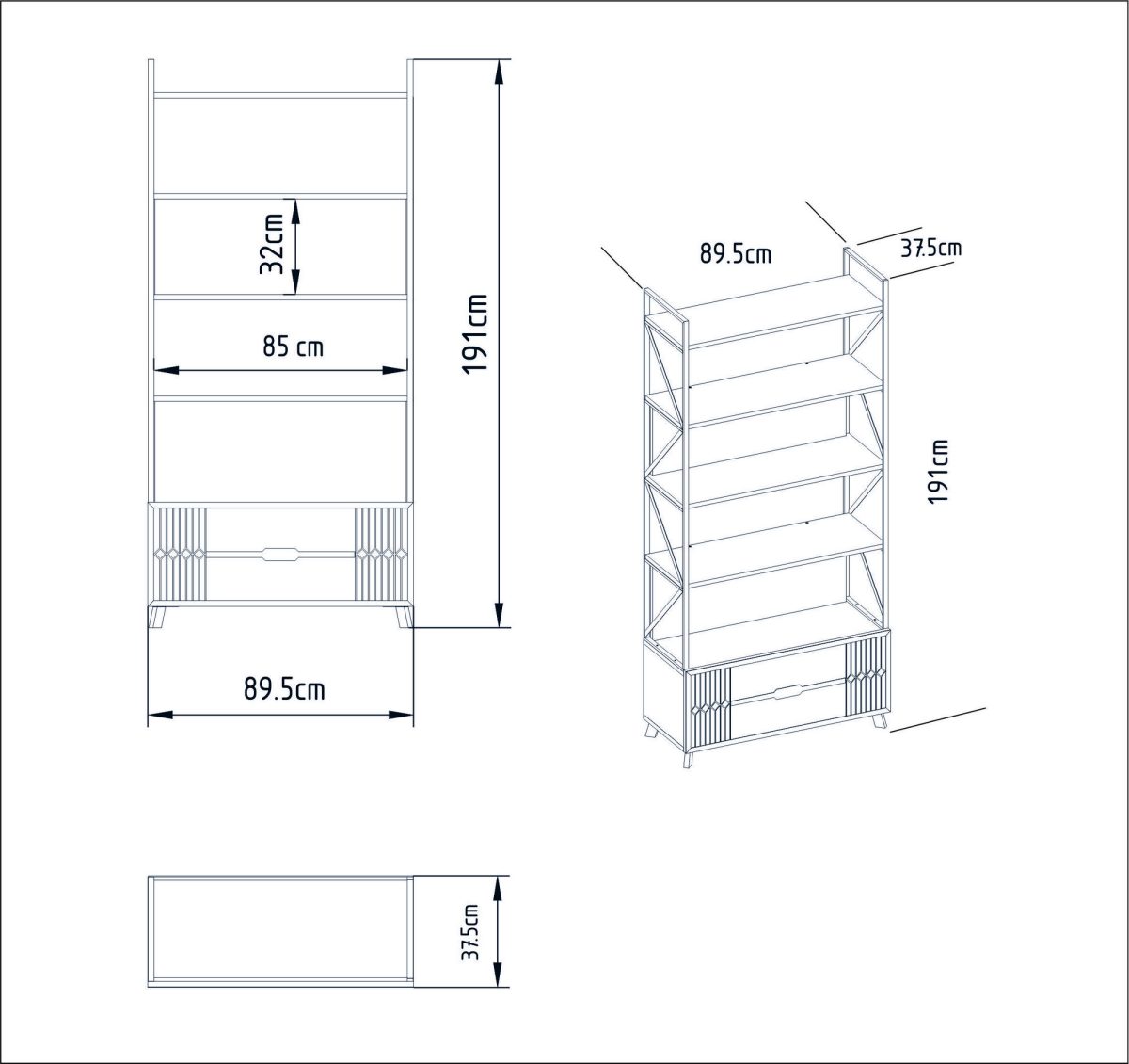 Frida 90 Cm - White – Полица за книги - Image 4