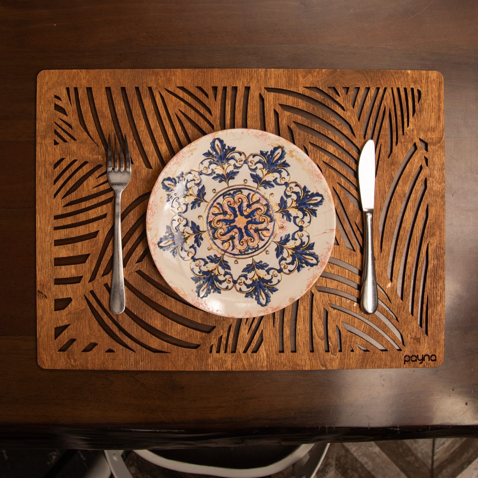 Plane - Walnut – Дрвен сет на подлога за маса (4 парчиња) - Image 3