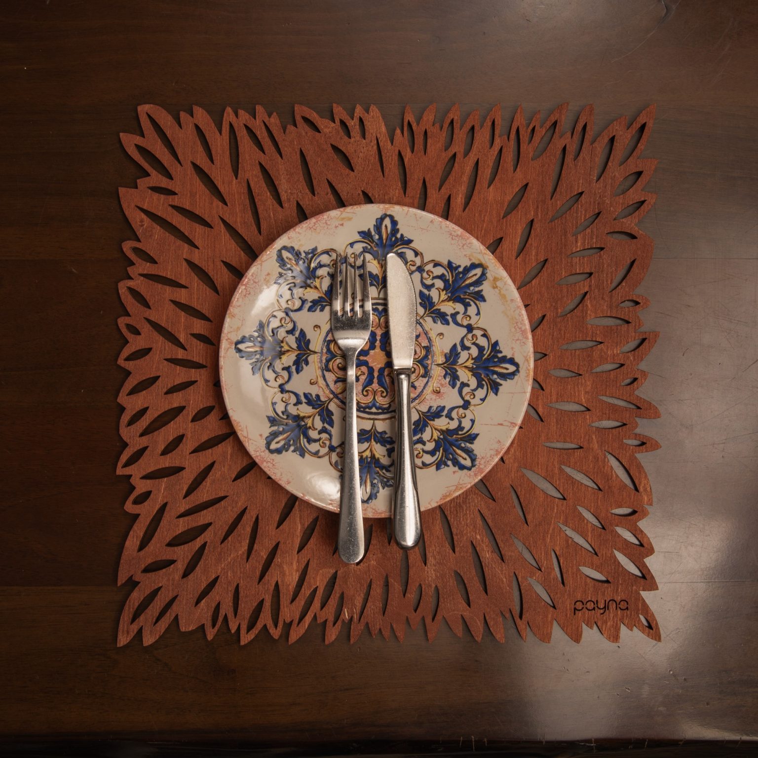 Pointy - Rose – Дрвен сет на подлога за маса (4 парчиња) - Image 3