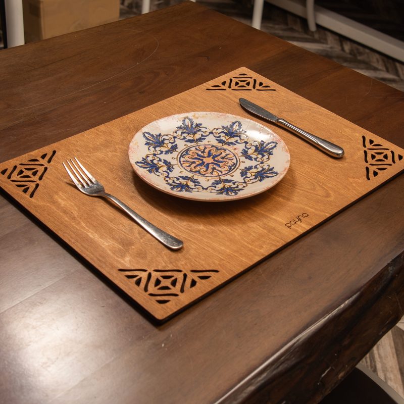 Corpat - Walnut – Дрвен сет на подлога за маса (6 парчиња)