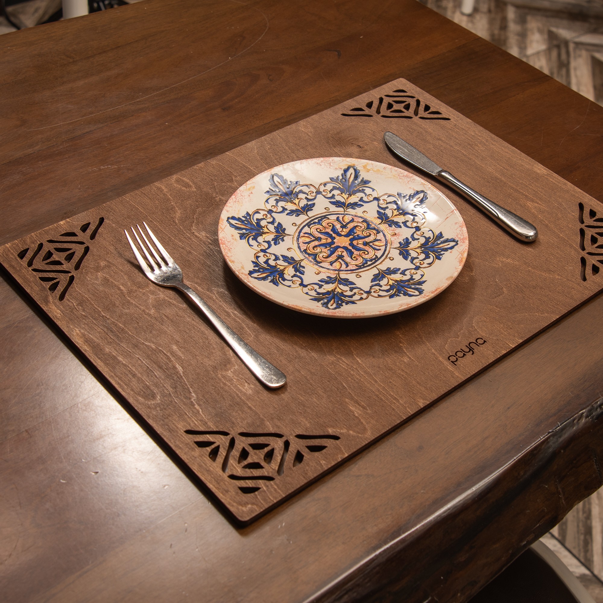 790PYN114820-201.jpg Corpat - Wenge – Дрвен сет на подлога за маса (6 парчиња) - Image 1