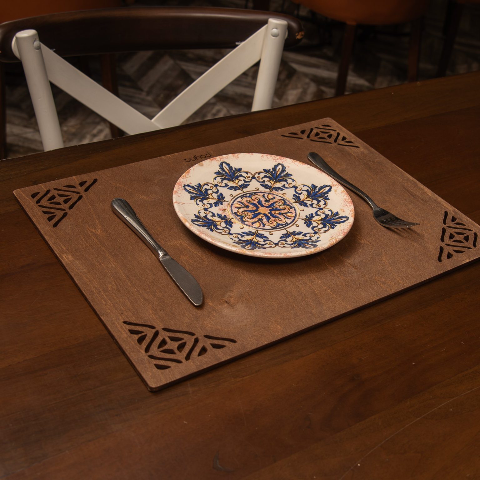 Corpat - Wenge – Дрвен сет на подлога за маса (6 парчиња) - Image 4