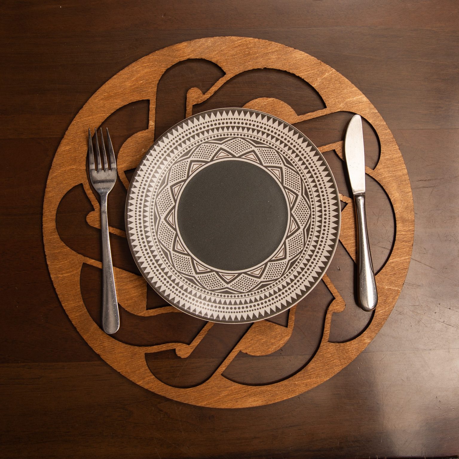 Don - Walnut – Дрвен сет на подлога за маса (6 парчиња) - Image 3