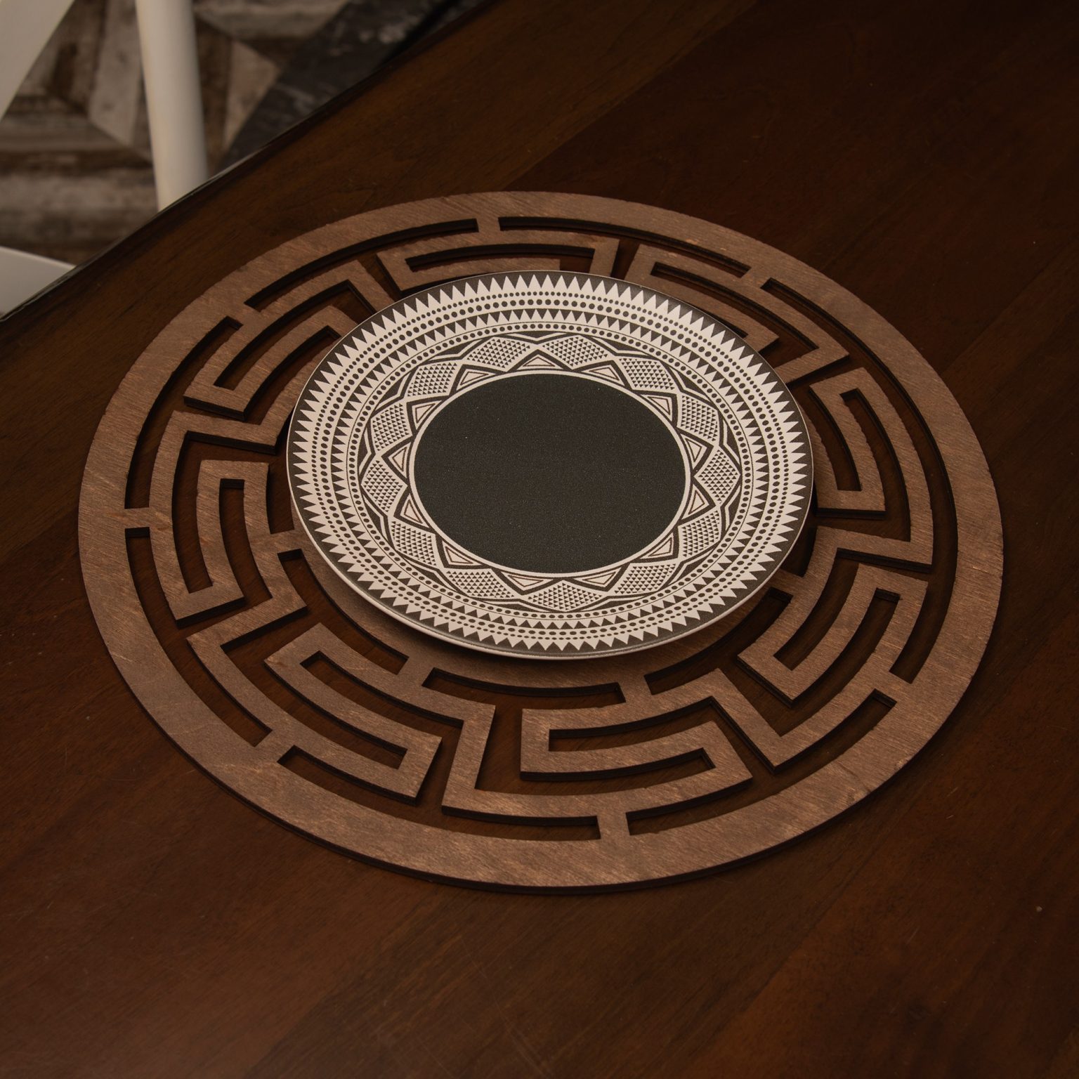 Labyrinth - Wenge – Дрвен сет на подлога за маса (6 парчиња) - Image 2