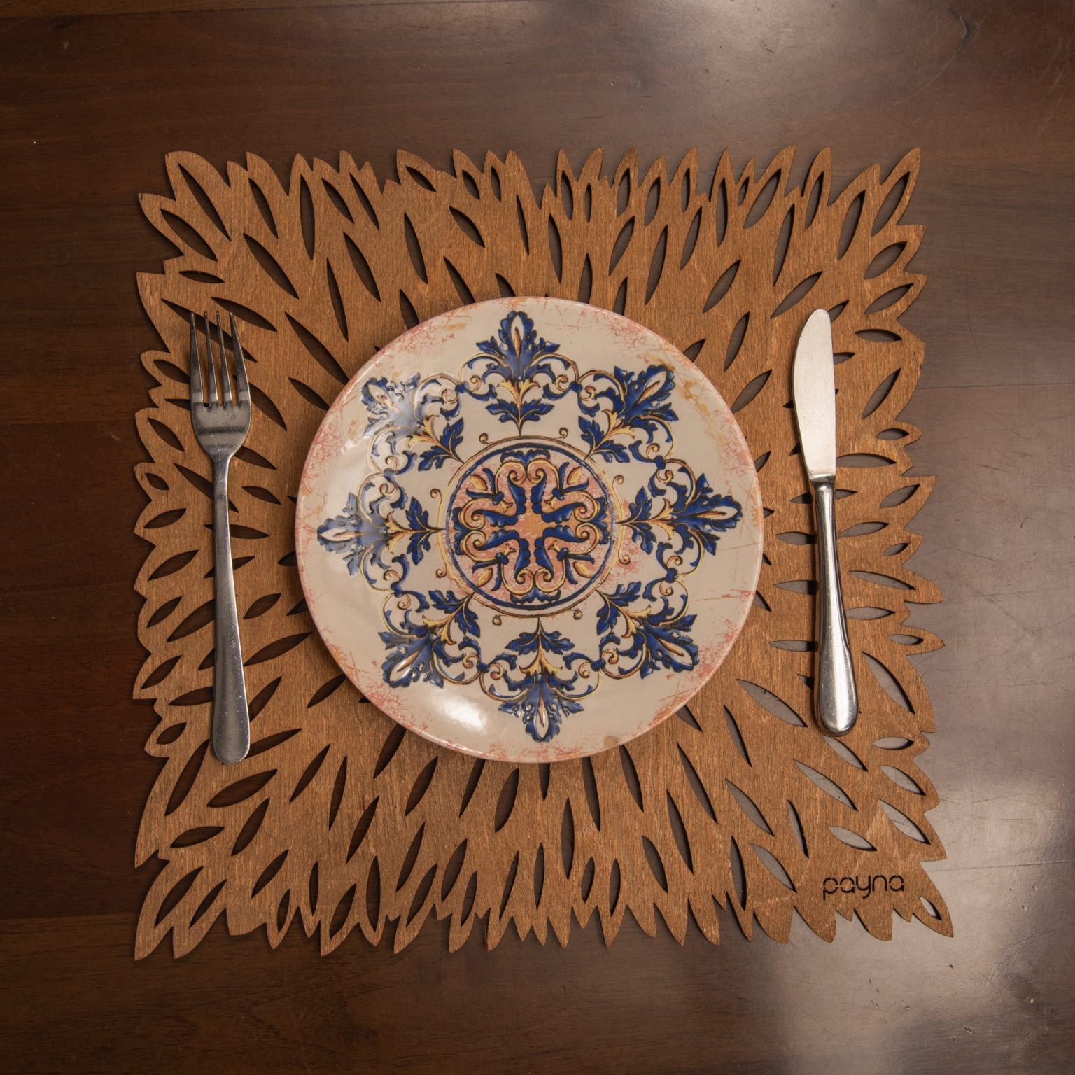 Pointy - Walnut – Дрвен сет на подлога за маса (6 парчиња) - Image 3