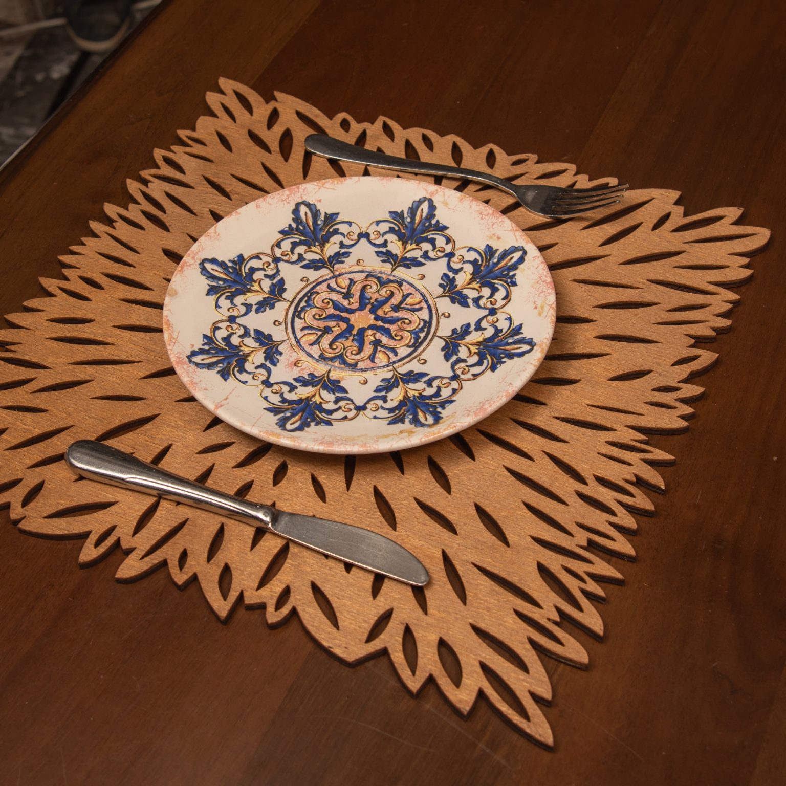 Pointy - Walnut – Дрвен сет на подлога за маса (6 парчиња) - Image 5