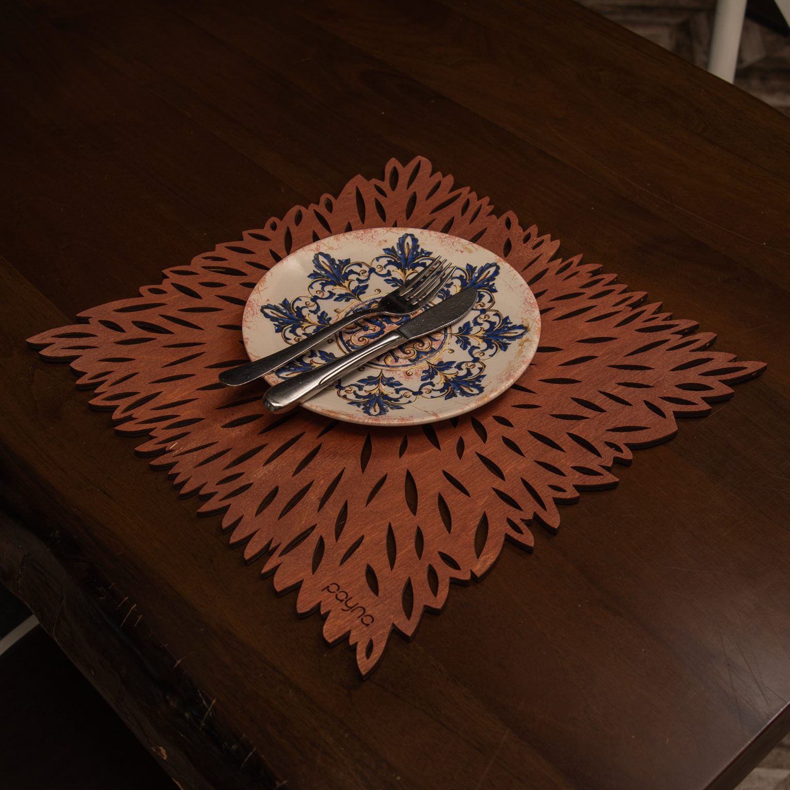 Pointy - Rose – Дрвен сет на подлога за маса (6 парчиња) - Image 2