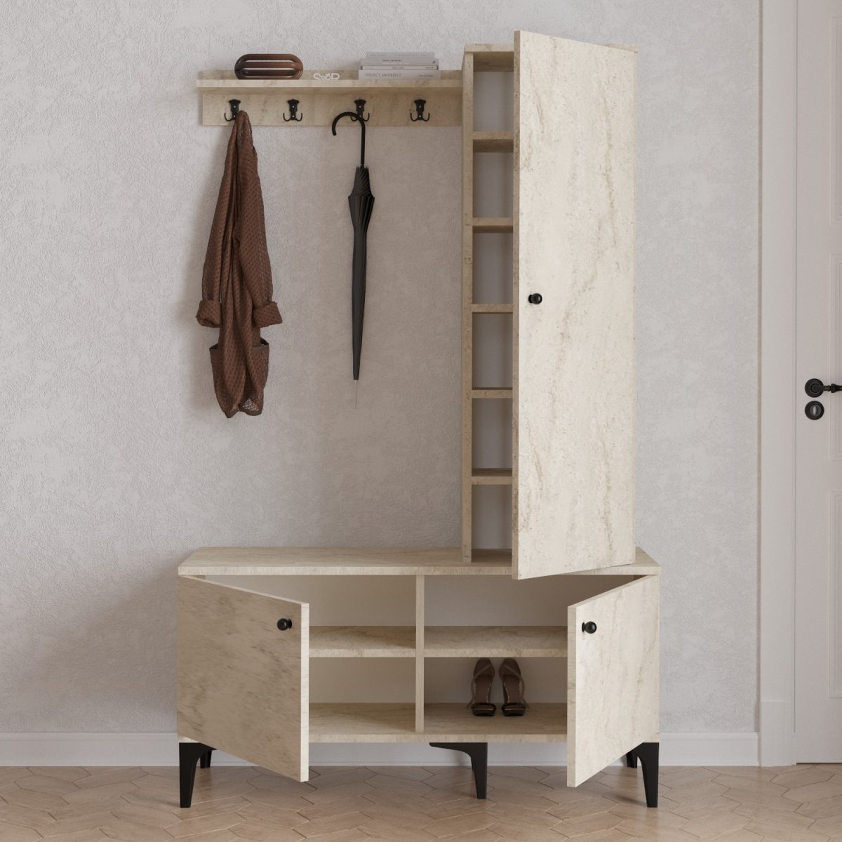 Lex - Travertine – Гардеробер за претсобје - Image 3