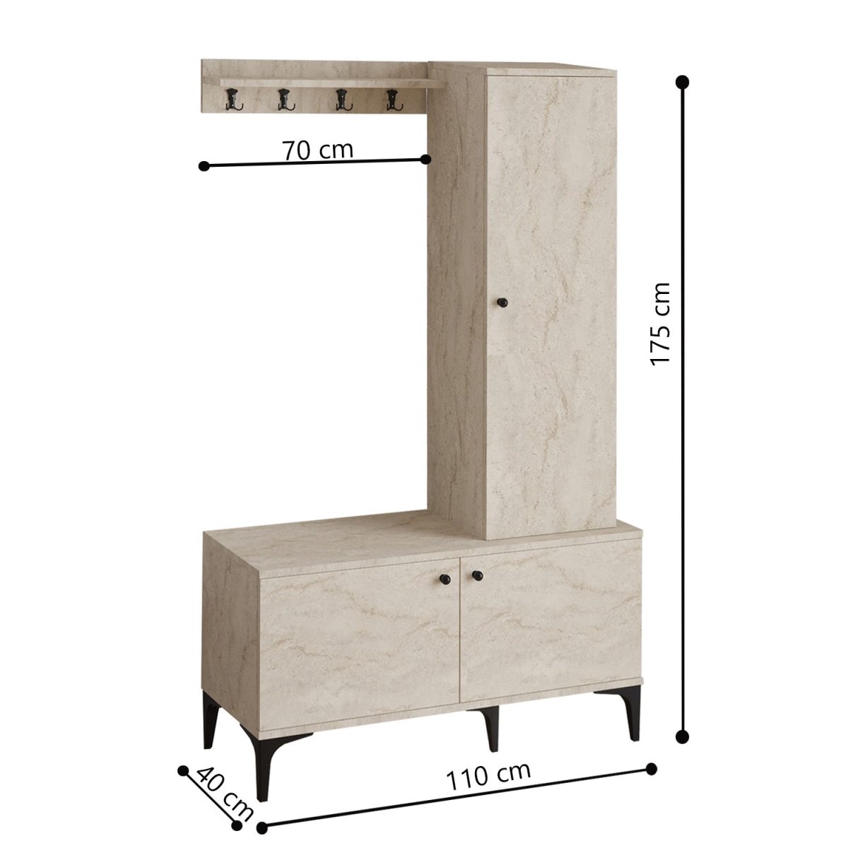 Lex - Travertine – Гардеробер за претсобје - Image 5