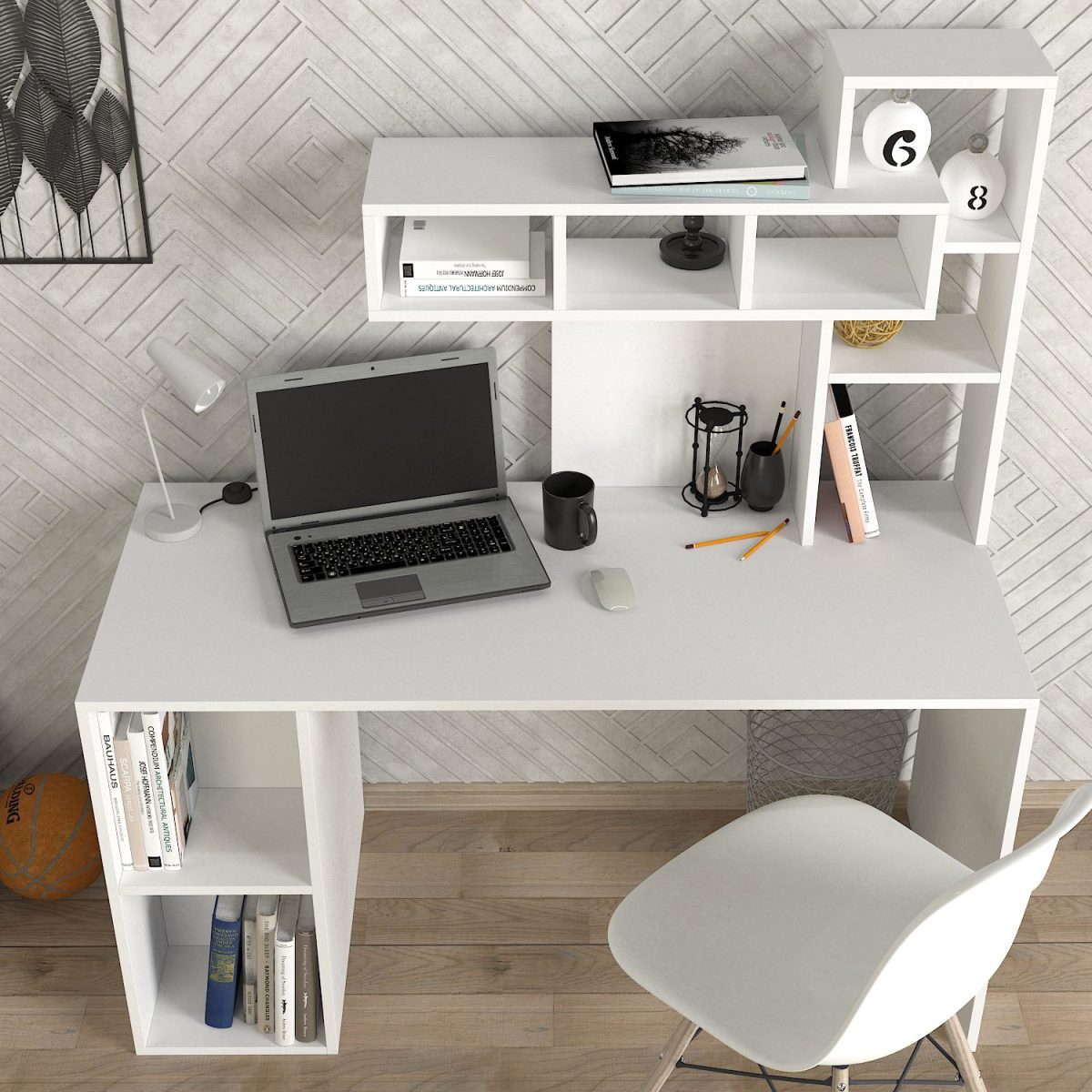 Coral - White – Канцелариско биро - Image 4