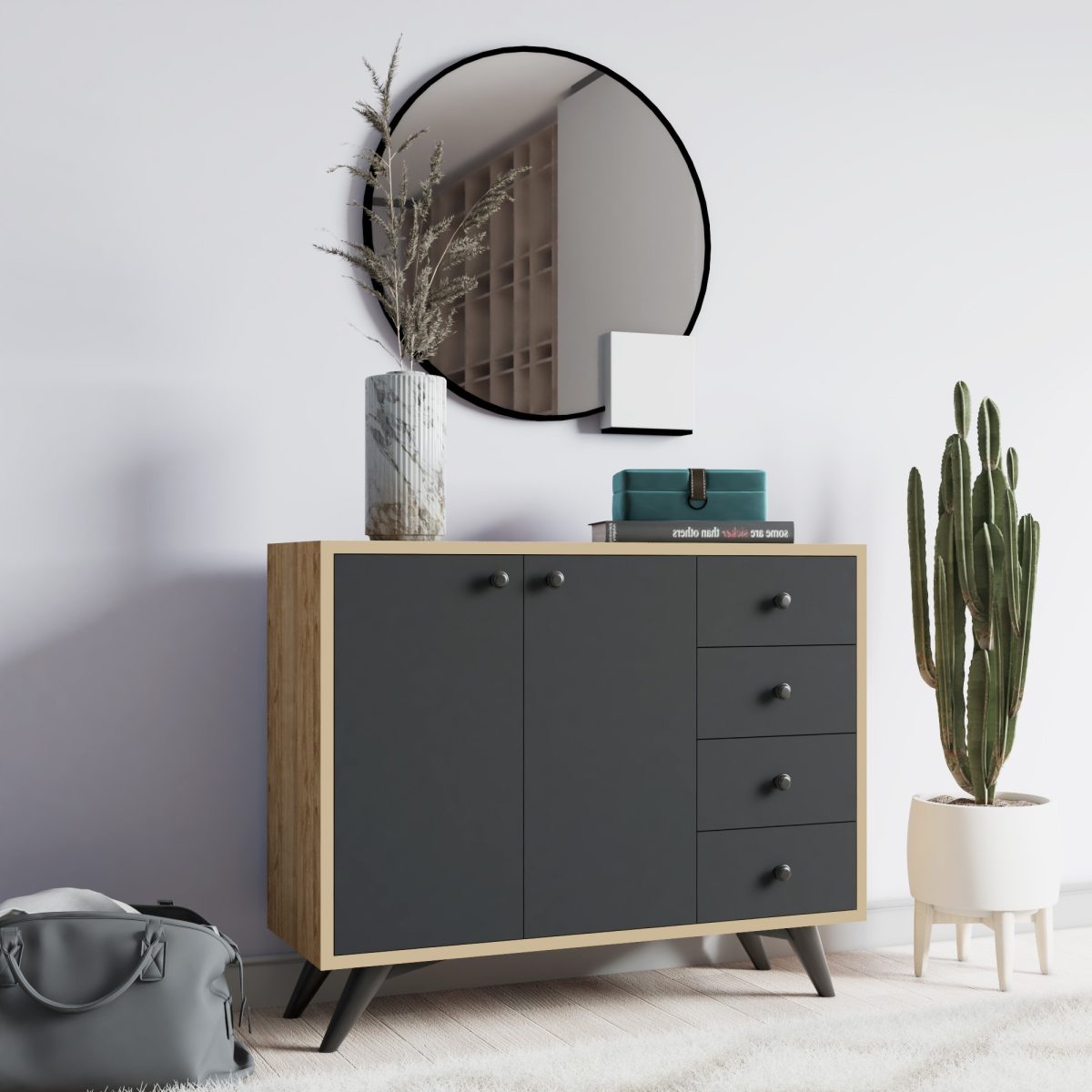 Waga - Oak, Anthracite – Повеќе наменска комода - Image 2