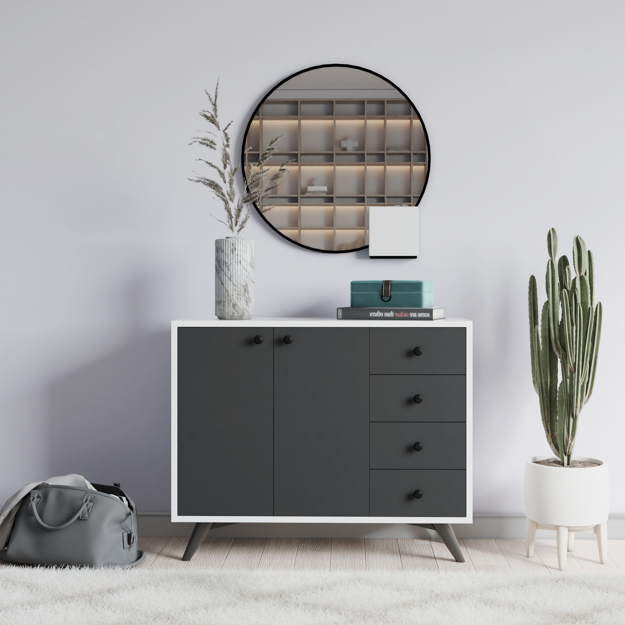 811MDD414920-201.jpg Waga - White, Anthracite – Повеќе наменска комода - Image 1