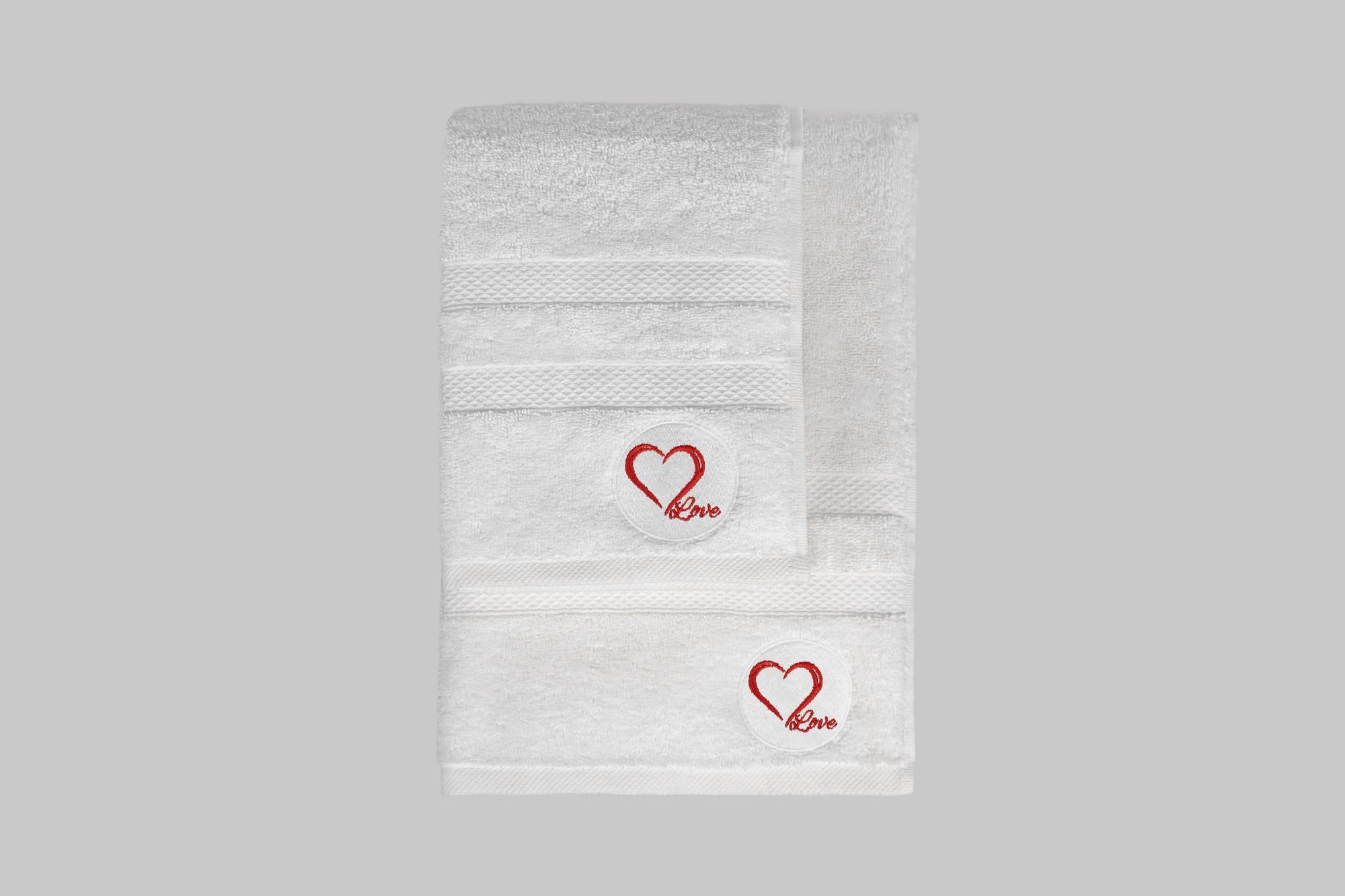 821GDW150420-201.jpg Love - White – Комплет за рачни крпи и крпи за капење (2 парчиња) - Image 1