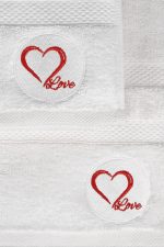 Love - White – Комплет за рачни крпи и крпи за капење (2 парчиња) - Image 3