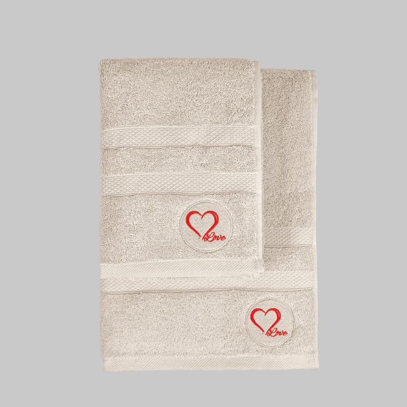 Love - Beige – Комплет за рачни крпи и крпи за капење (2 парчиња)