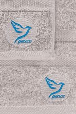 Peace - Grey – Комплет за рачни крпи и крпи за капење (2 парчиња) - Image 3