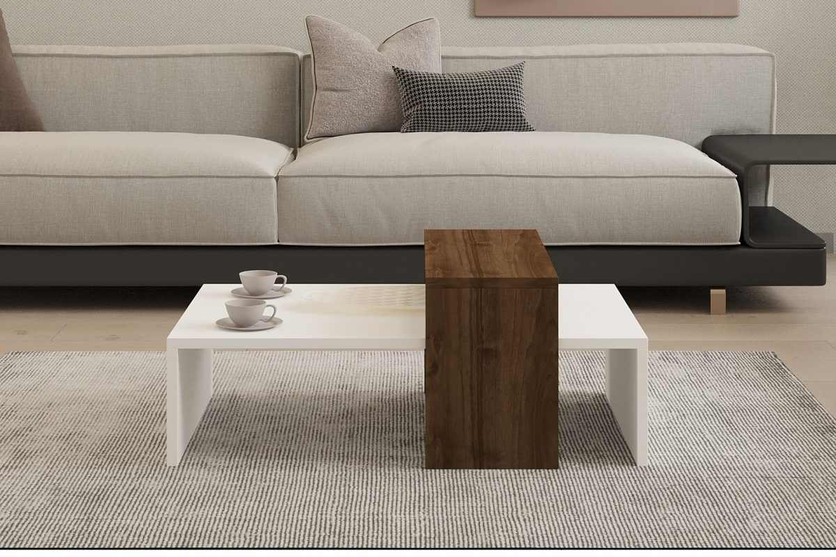 Glow - White, Walnut – Маса за кафе - Image 2