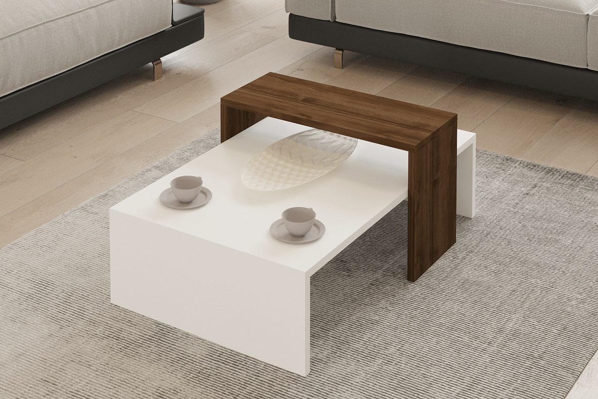 Glow - White, Walnut – Маса за кафе - Image 3