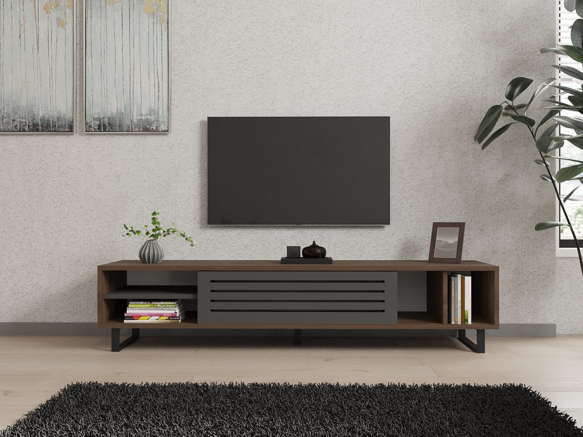 Eray - Walnut, Anthracite – ТВ комода - Image 3