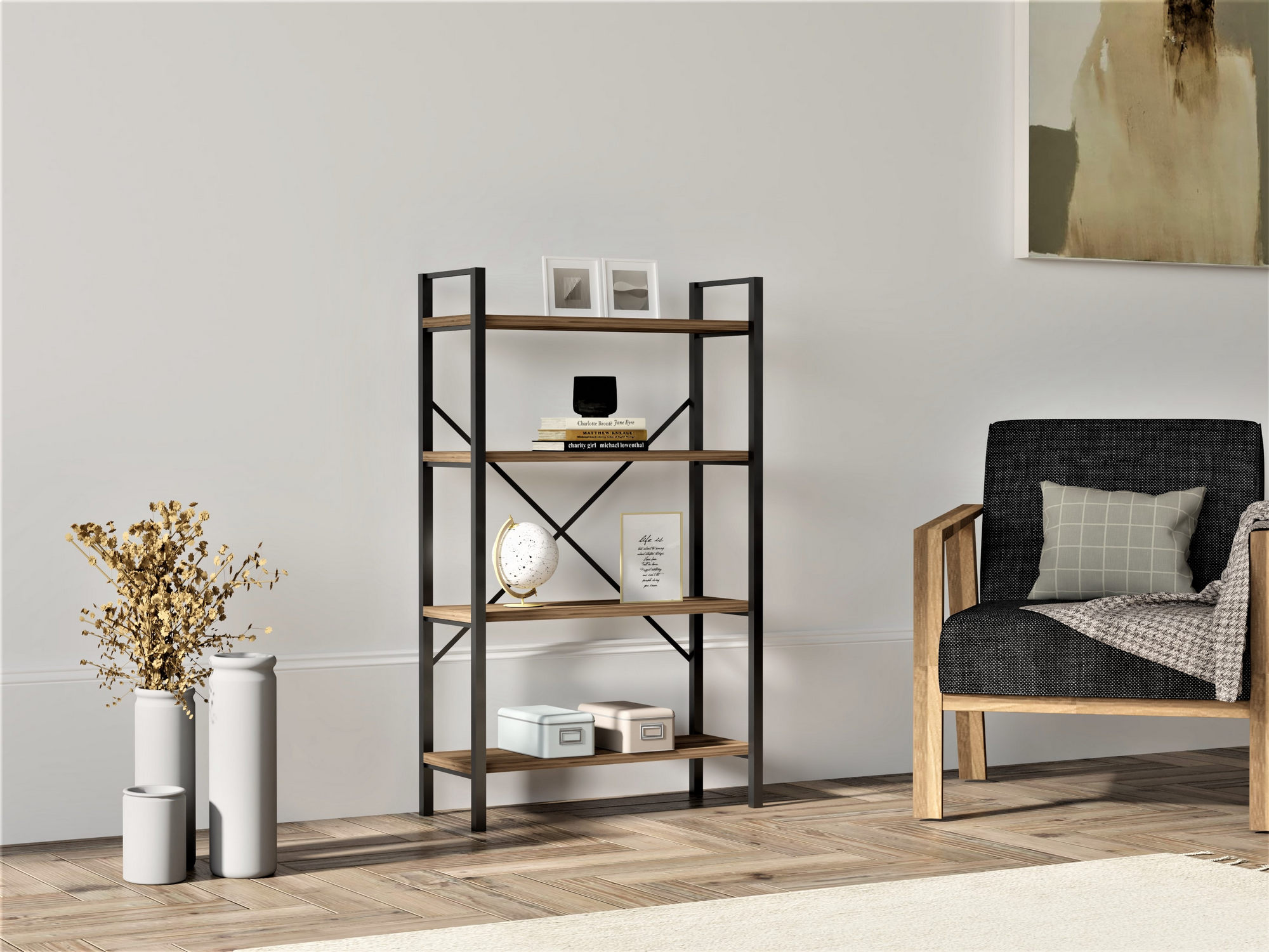 835PUQ368320-201.jpg Mina - Walnut – Полица за книги - Image 1