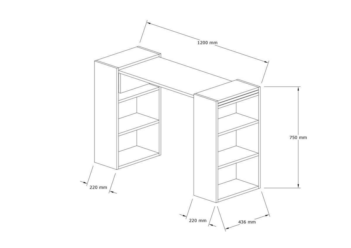 Handy - Walnut, White – Канцелариско биро - Image 9