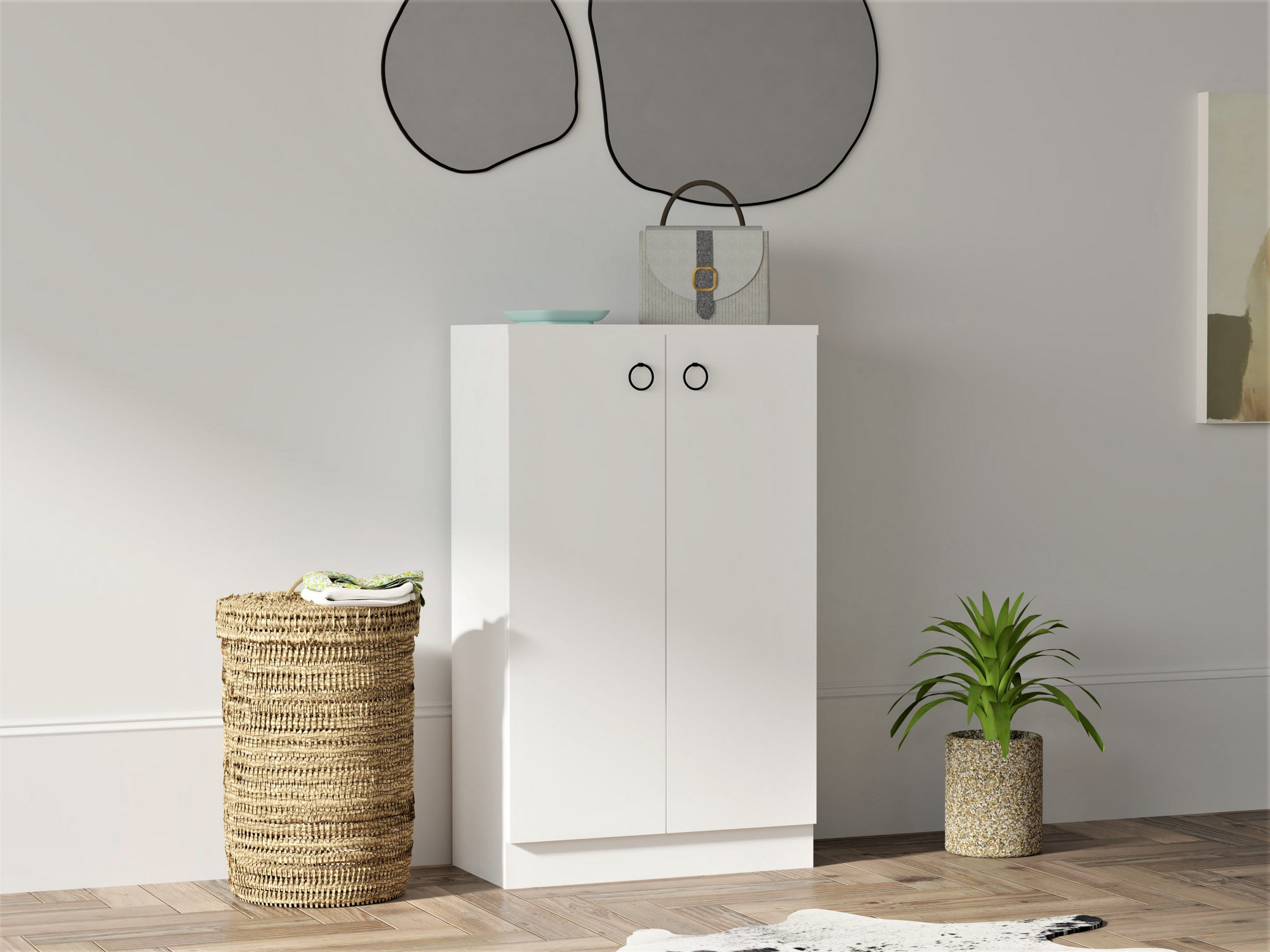 835PUQ392020-201.jpg Defne - White – Повеќе наменска комода - Image 1