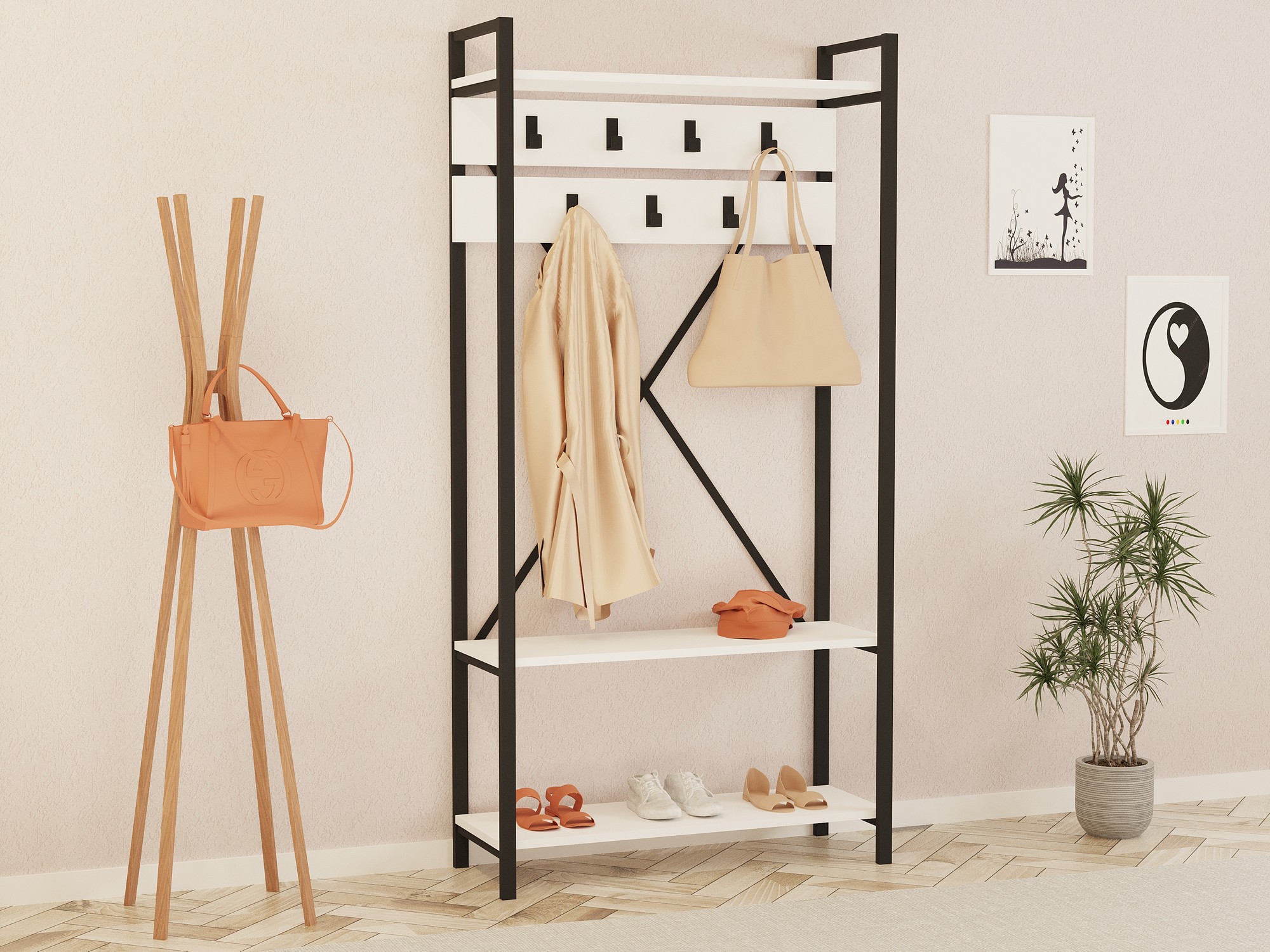 835PUQ400720-201.jpg Alfa - White – Гардеробер за претсобје - Image 1